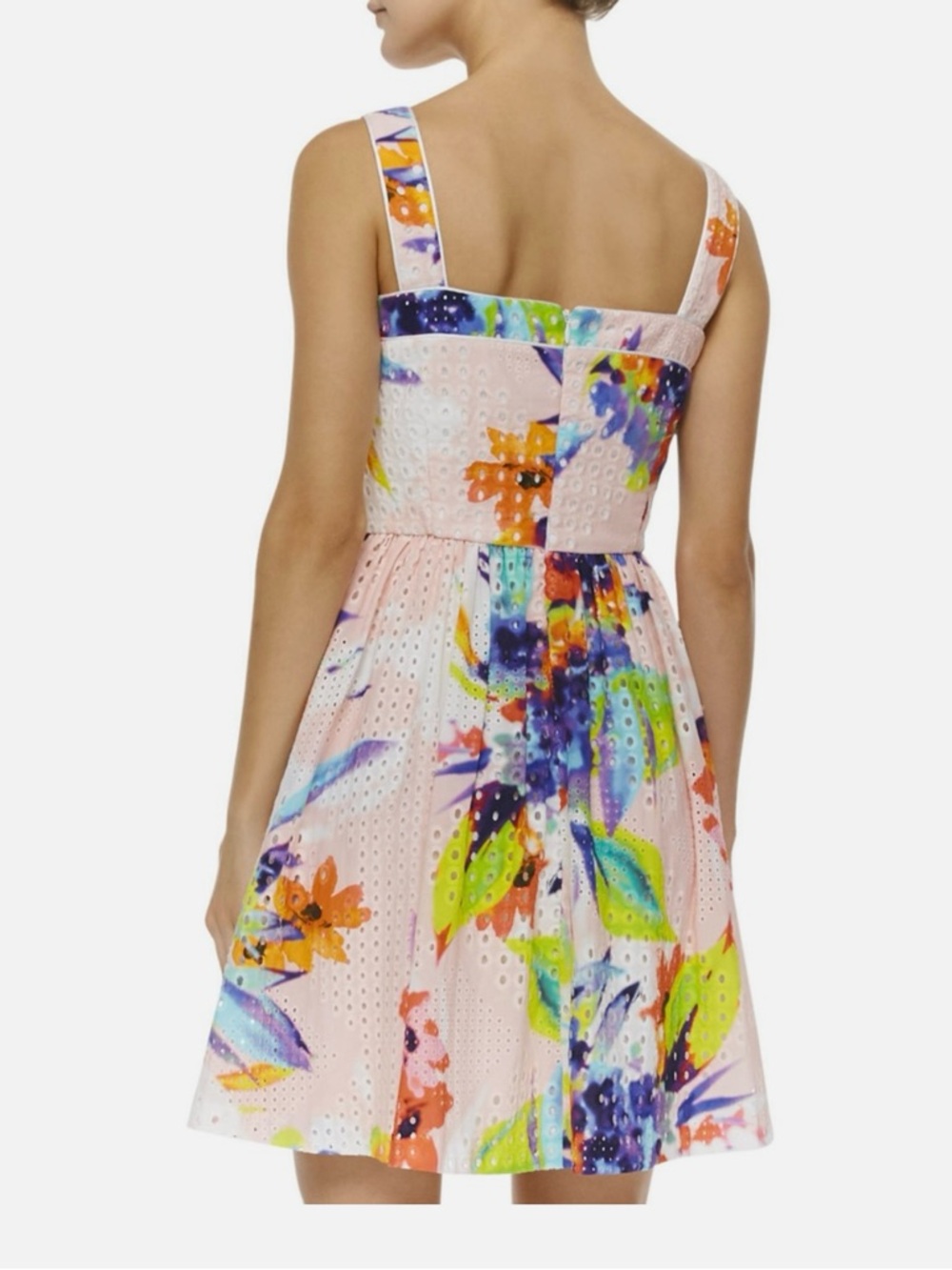 Trina Turk Elin  Watercolor Floral Eyelet Fit & Flare Dress W/Pockets size 4 - Picture 7 of 7